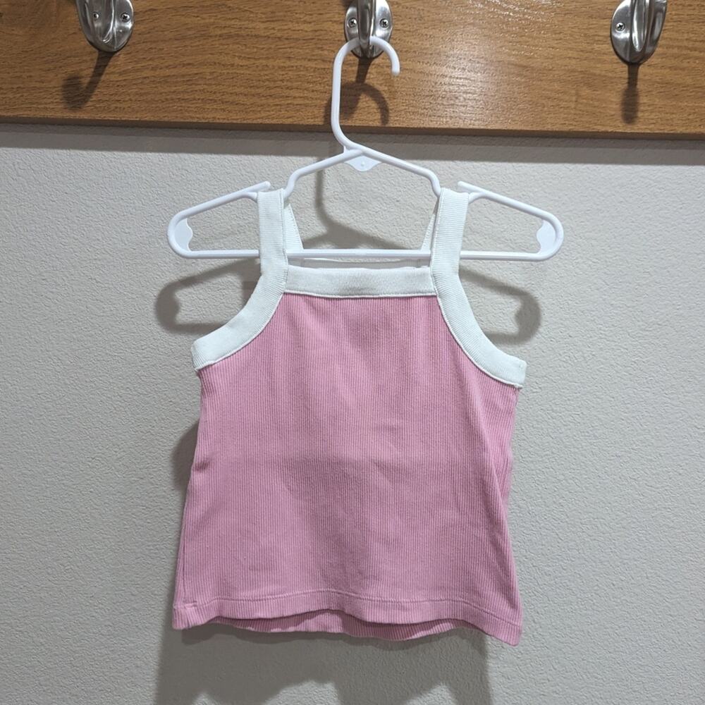 Hanna Andersson Tank Top Girls Sz 2T Pink Retro Ribbed Summer Basic